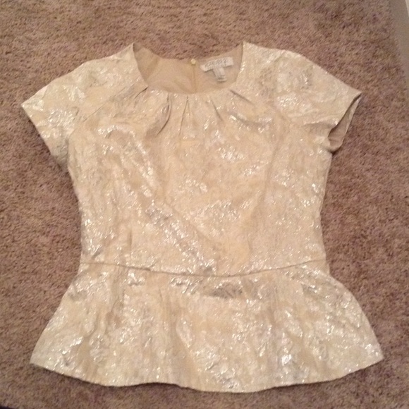 Forever 21 ivory and silver peplum top