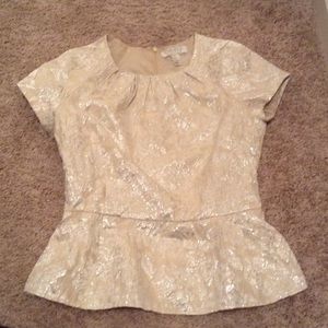 Forever 21 ivory and silver peplum top