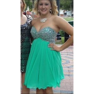Sea foam green & silver  formal dress