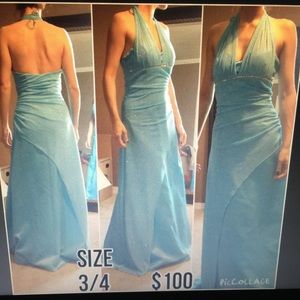 Halter light blue formal dress