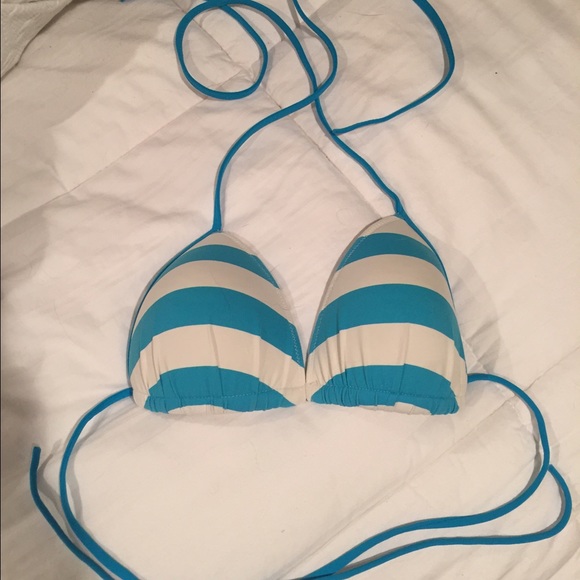 Blue and White striped padded bikini top