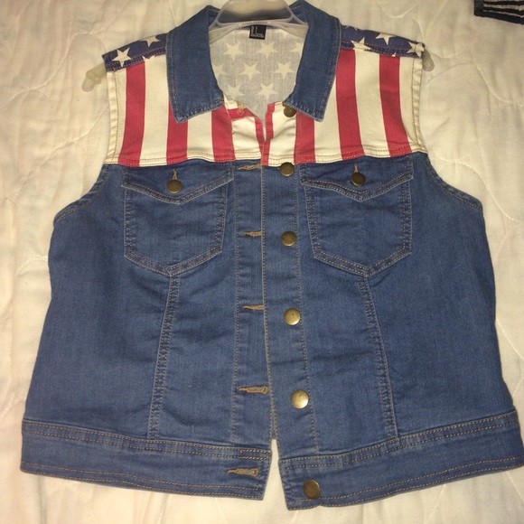 Denim American Flag Vest (H&M)
