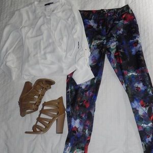 H&M floral sateen business floral pants size 4