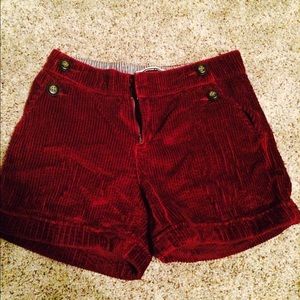 Red corduroy shorts