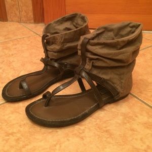 Cute earthy sandals with fabric detail