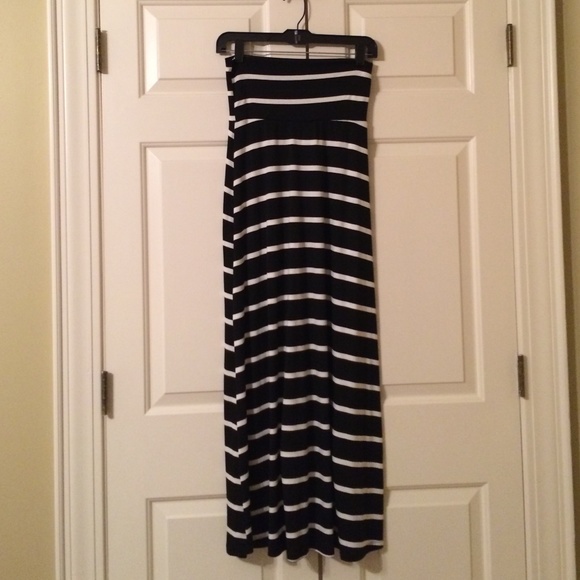 Black & White Striped Maxi Skirt