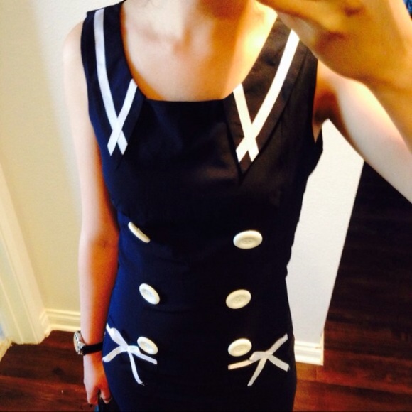CLEARANCE "Sailor" Nautical Faux Button Dress - Picture 4 of 4