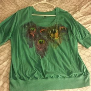 Teal peacock tee