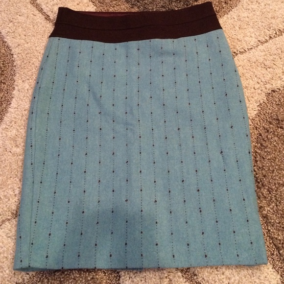 Blue and brown pencil skirt. Fully lined.