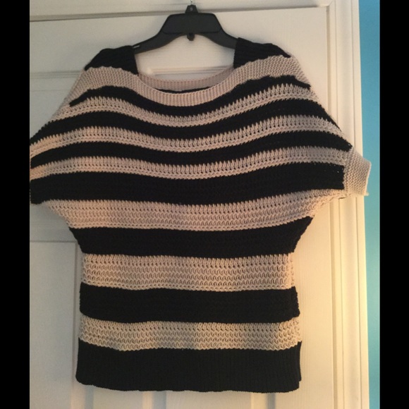 LOFT black and cream knit sweater