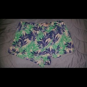 High waisted tropical shorts