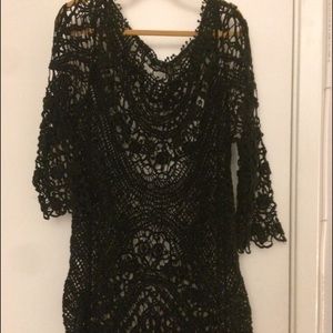 Brandy Melville crochet black dress