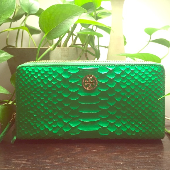 Tory Burch Neon snake double zip continental