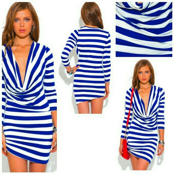 Nautical Stripe droop neck mini dress