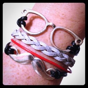 Mustache Glasses Multilayer Charm Bracelet