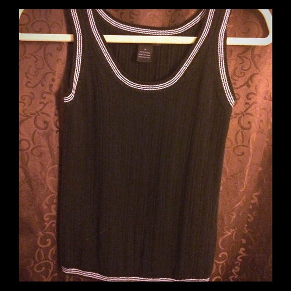 Ann Taylor blue/white trim sleeveless sweater