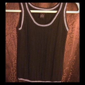 Ann Taylor blue/white trim sleeveless sweater