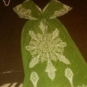 Long green and white dress