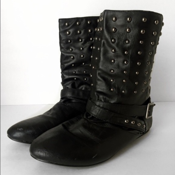Black short studded boots