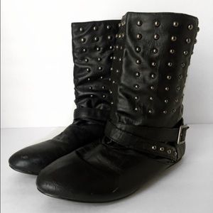 Black short studded boots