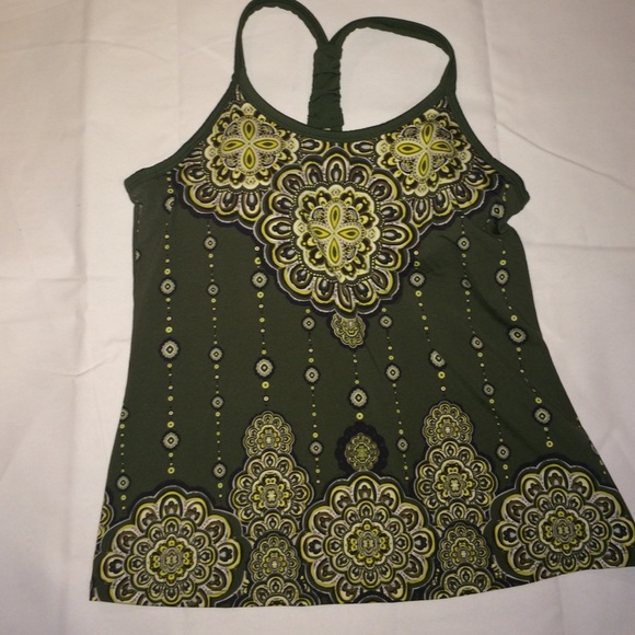 Athleta -tank (m) olive Hippy Print