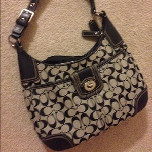 Coach Authentic Black and White Hobo