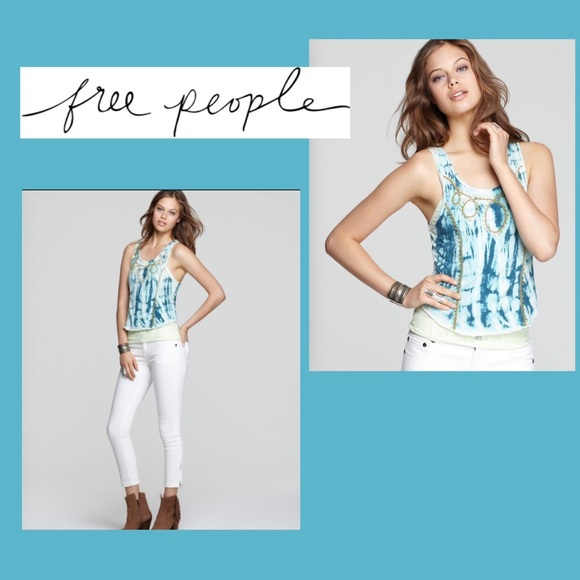 🚫SOLD🚫Free People Tie Dye Beaded Tank