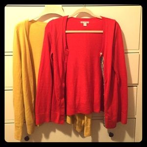 BUNDLE 2 Gap cashmere cardigans in red and yellow