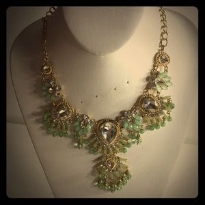 Light Green gold and Silver Beaded Necklace