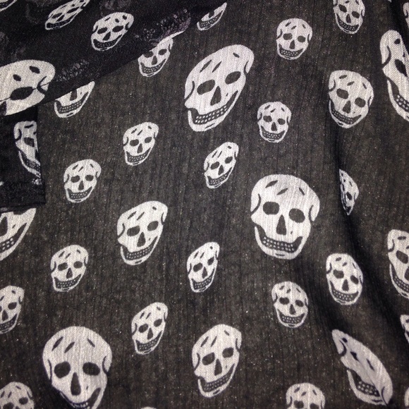 ❌SOLD!!❌Sheer button down shirt with skulls - Picture 2 of 2