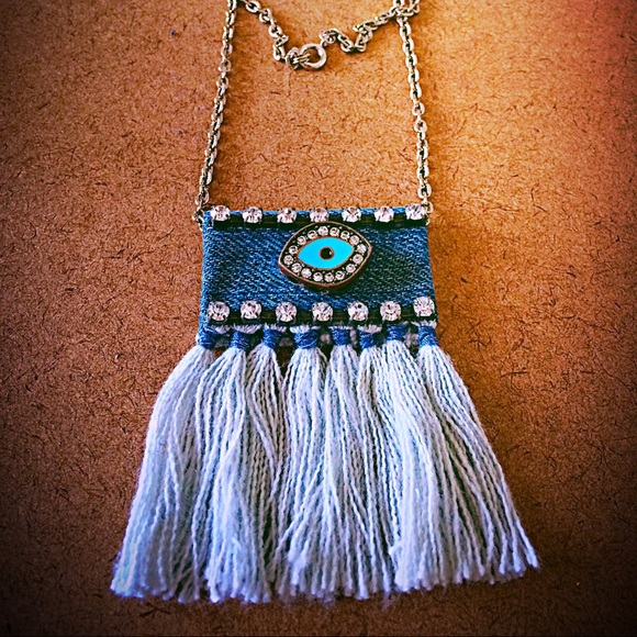 The evil eye Denim Necklace/Pendant - Picture 1 of 3