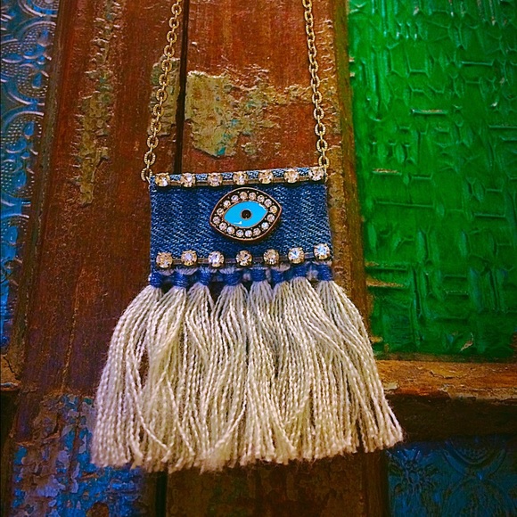 The evil eye Denim Necklace/Pendant - Picture 2 of 3