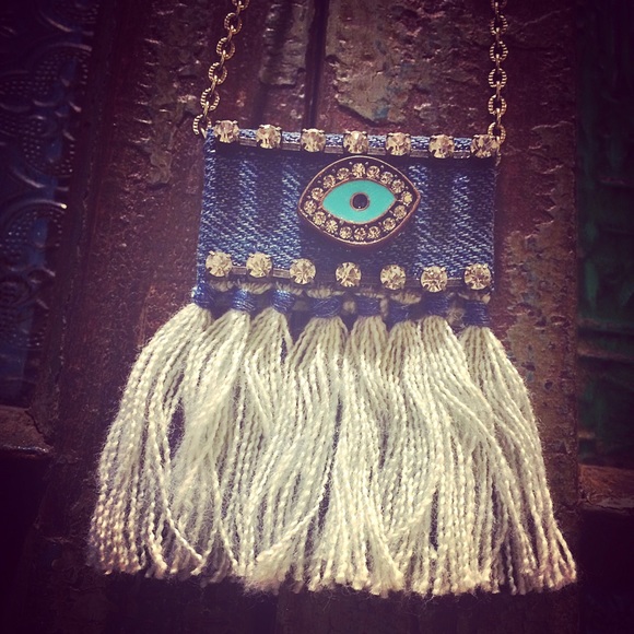 The evil eye Denim Necklace/Pendant - Picture 3 of 3