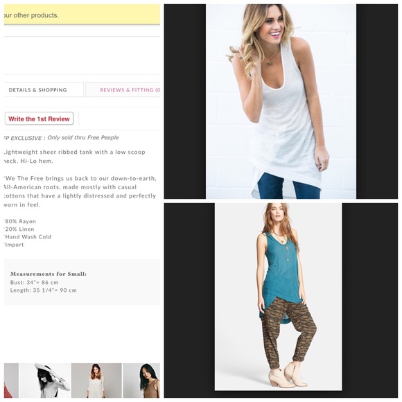 SOLD! Free People Tank NWT - Picture 4 of 4