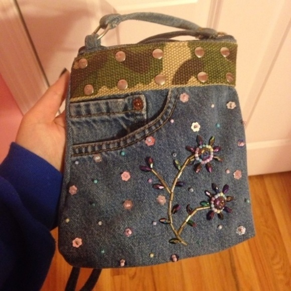 Recycled small jean purse