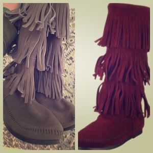 Two pairs of new authentic Minnetonka fringe boots