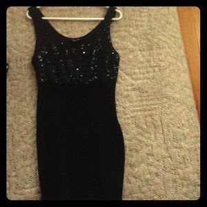 Black body con dress with sequin bust