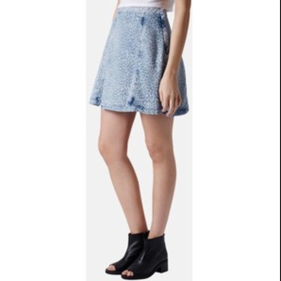 TOPSHOP denim print skirt