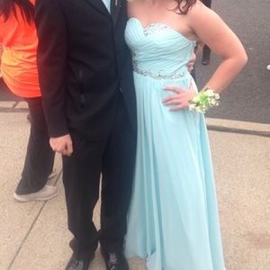 Blue/sea foam green colored dress