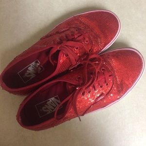 Red Sequin Vans - Size Men 6.5, Women 8