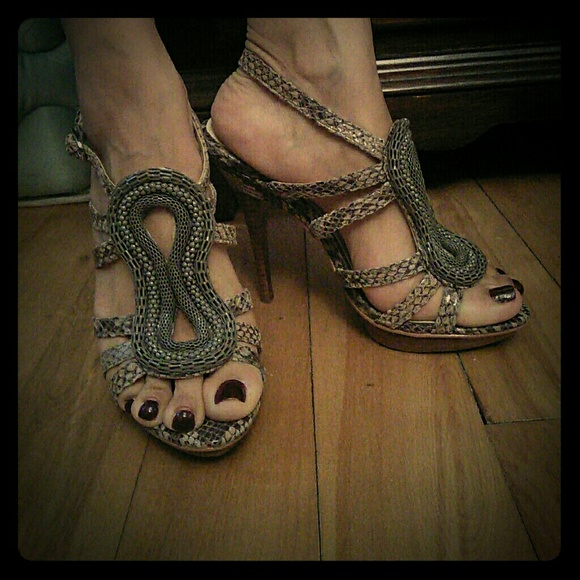 Calvin Klein platform sandals snake skin  heels