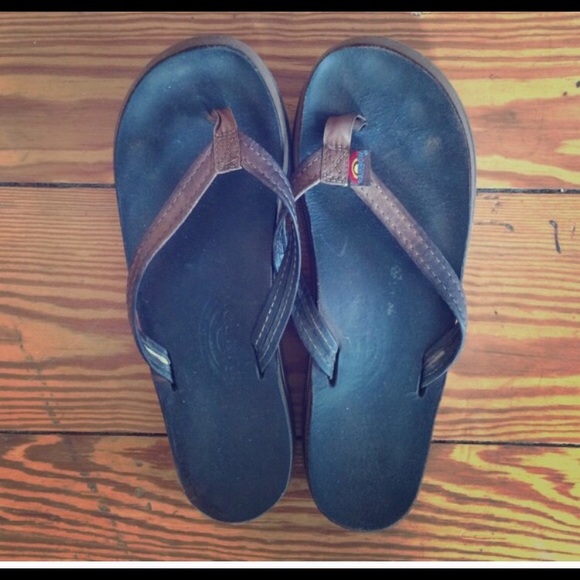 Brown medium thickness Rainbow flip flops
