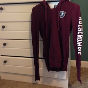 Thin, Hooded, Maroon Sweatshirt