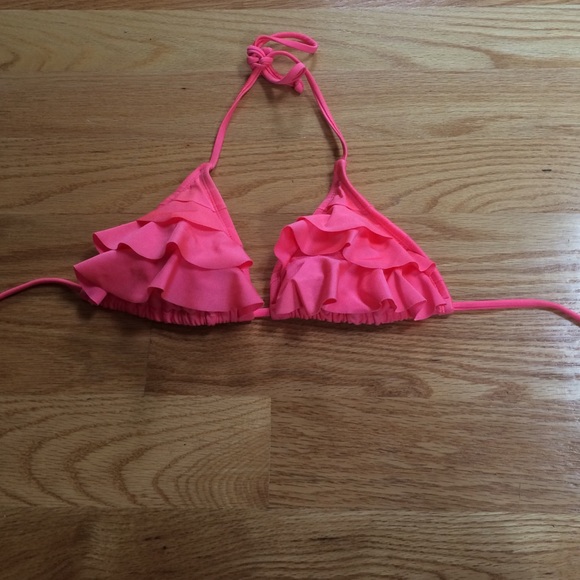 coral ruffle bathing suit top - Picture 1 of 1