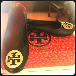 Tory Burch Reva Classic Ballet Flat Shoes Leather