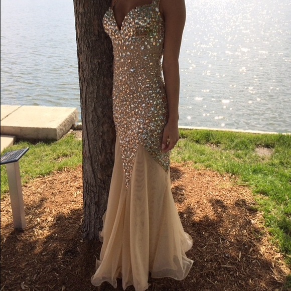 Jovani gold/nude dress