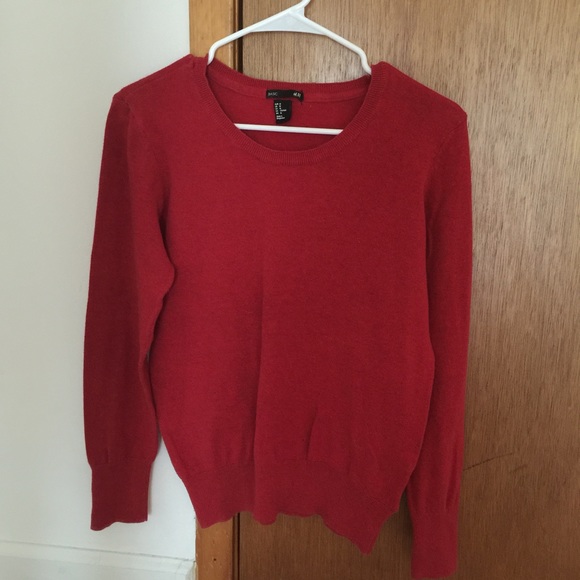 Red H&M Sweater with Buttons on Cuffs