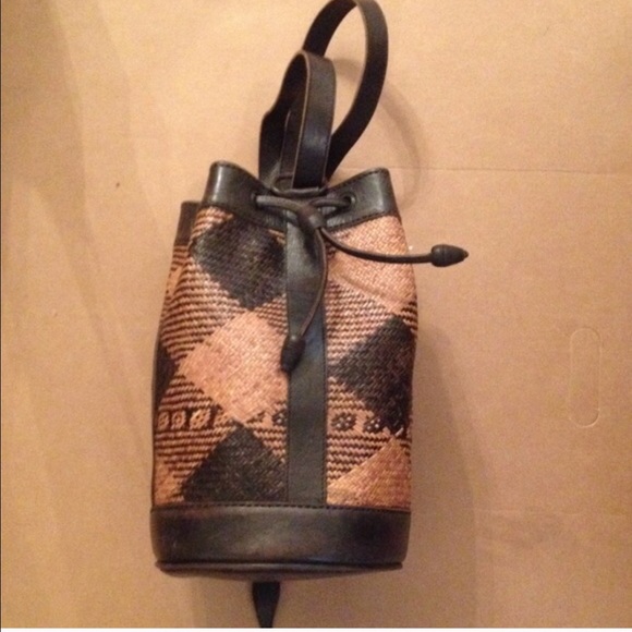 Hand crafted Handbags - Rattan and leather bag from Indonesia