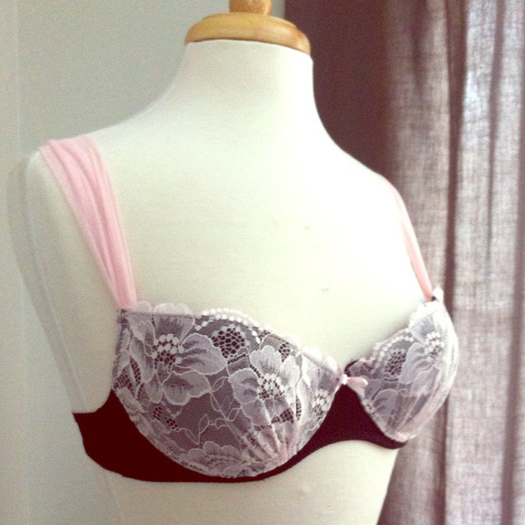 NEW Lace/Tulle Blush Demi Bra 34B