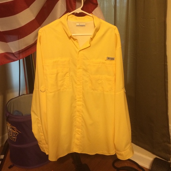 Yellow Columbia Long Sleeved Fishing Shirt